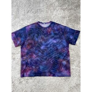 Athleta Shirt Womens Small Purple Blue Tie Dye Mesh Short Sleeve Athletic Tee